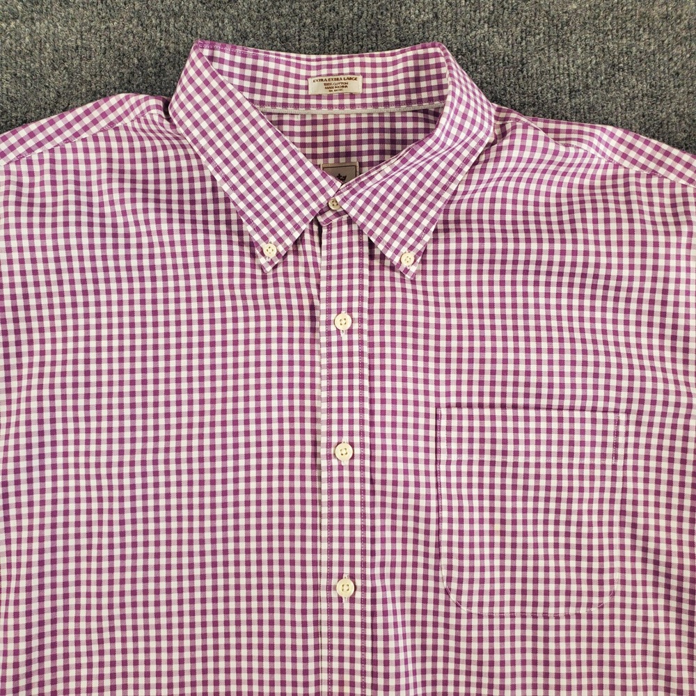 Peter Millar Shirt Mens 2XL Nanoluxe Easycare Purple Gingham Button-down Cotton